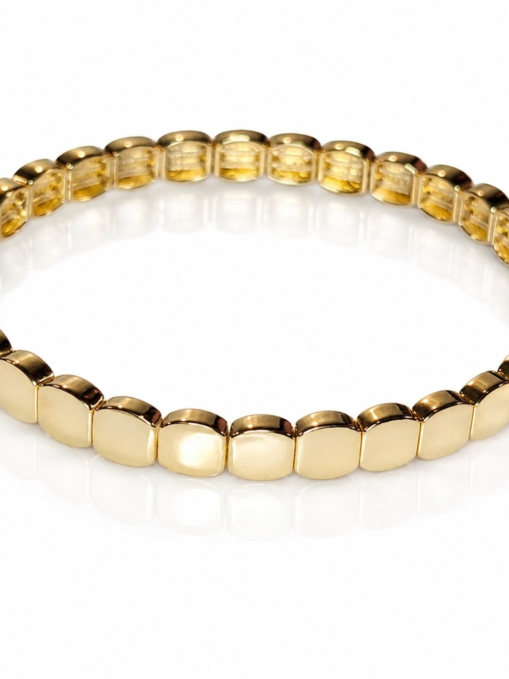 Gold Tone Stretch Bracelet Minimalist Link Bracelet Size 7 Modern Stackable Brac